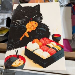 Cat Sushi Canvas Art, print on canvas 12.5x 16 inches